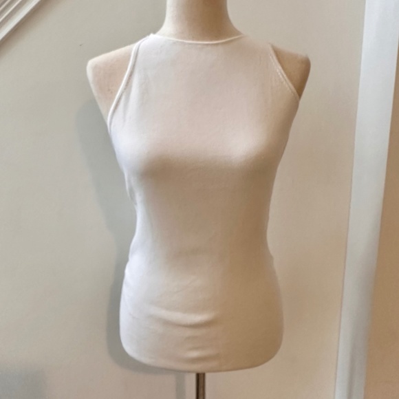 Zara Knit Racerback Tank with Rhinestone T-back in White - Picture 3 of 3